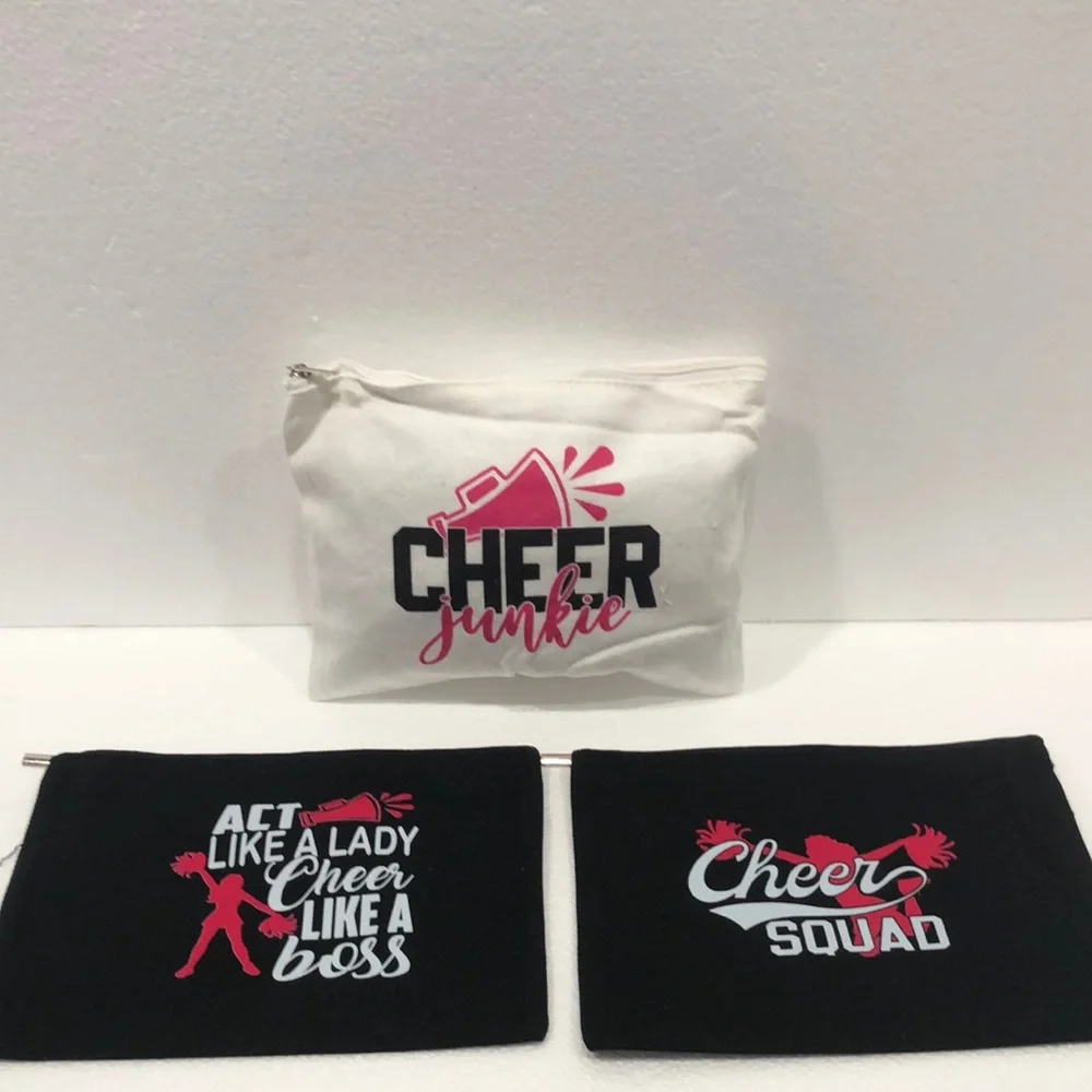 Cheer Junkie Pouch and Cheer Squad Bags bundle of 3